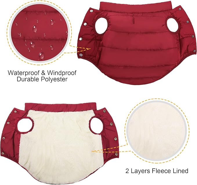 ASENKU Dog Winter Coat - Waterproof Windproof Dog Jacket, Warm Snowproof Doggie Puffer Vest for Cold Weather, Lightweight Snow Coats for Small Medium Large Dogs(M, Red)