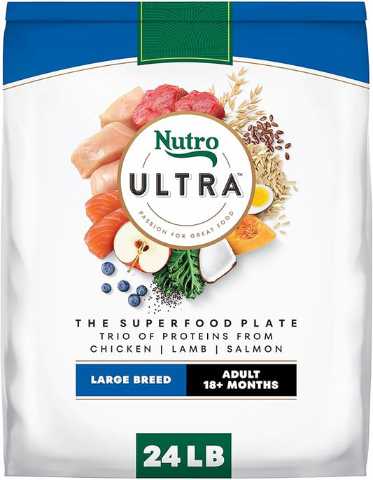 Nutro Ultra Adult Large Breed Dry Dog Food, Chicken, Lamb and Salmon Protein Trio, 24 lb Bag