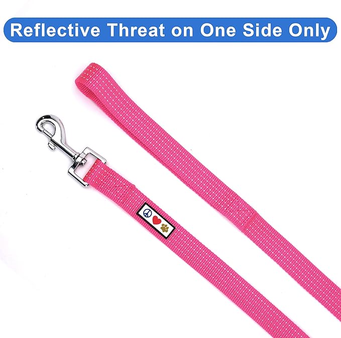 Pawtitas 6 FT Reflective Pet Puppy Leash - Comfortable Handle, Heavy Duty Dog Training, Available as Small Dog Pink Leash