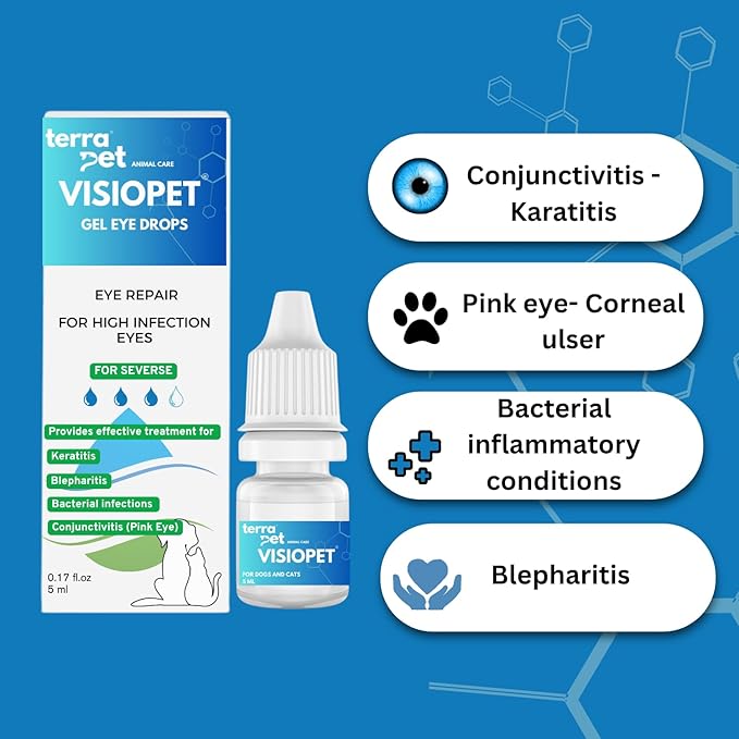 Visiopet Pet Eye Drops Health for Dogs, Cats, Cattle, Sheep, Horse, Bird 1/8 oz /5 ml