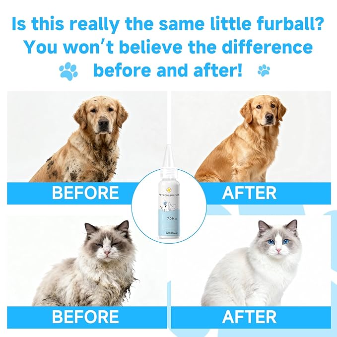 Pet Steam Brush Spray Refill for Dogs & Cats – Concentrated Waterless Shampoo, 3-in-1 Grooming Spray Comb Mist, Self Cleaning Pet Brush for Shedding & Hair Removal, 2*Shampoo(Steam Brush Not Included)