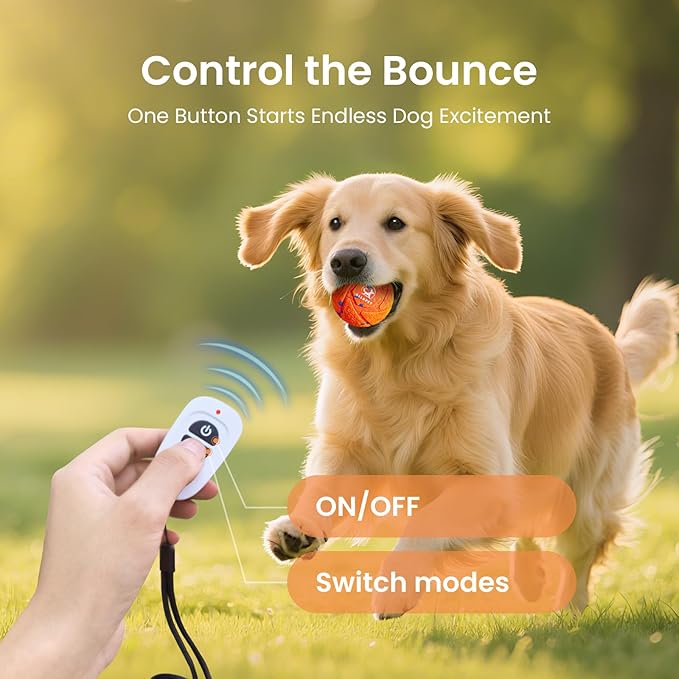 Smart Interactive Dog Toy Ball - Automatic Bouncing, Moving, and Vibrating, Chew-Resistant, Pet-Safe E-TPU Material, 3 Interactive Modes, IPX7 Waterproof, for Medium and Large Dogs (Orange)