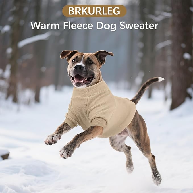 BRKURLEG Dog Sweater, Turtleneck Thick Dogs Sweatshirts Fleece Sweater, Dog Winter Coat for Small Medium Large Dogs, Pet Warm Sweaters with Zipper, Pullover Jacket with Sleeve (Light Coffee, XL)