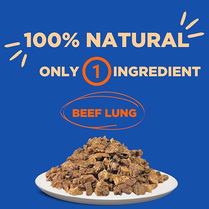 PAWW CHEW Beef Lung Dog Treats, 100% Natural, Single Ingredient, (1 Pound) Made in The USA, Dried & Dehydrated, High Protein, High Value Dog Training Treats, Grain Free, Low-Odor Free for All Breeds
