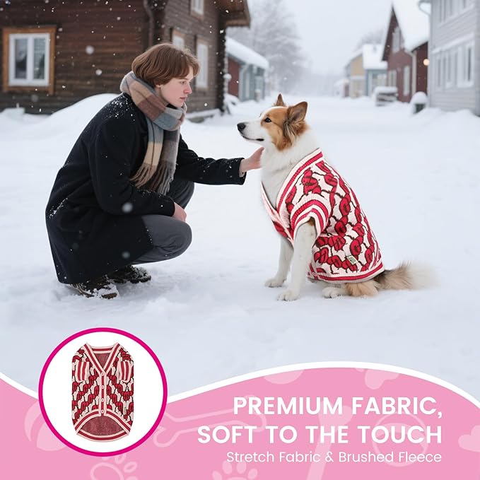 Pet Sweaters for Dogs Boys and Girls, Dynamic Letter Patterned Dog Sweater,Dog Cardigan,Pet Clothes,Pet Knitted Clothing,Fit for Different Seasons and Kinds of Dogs(Pink 3XL)