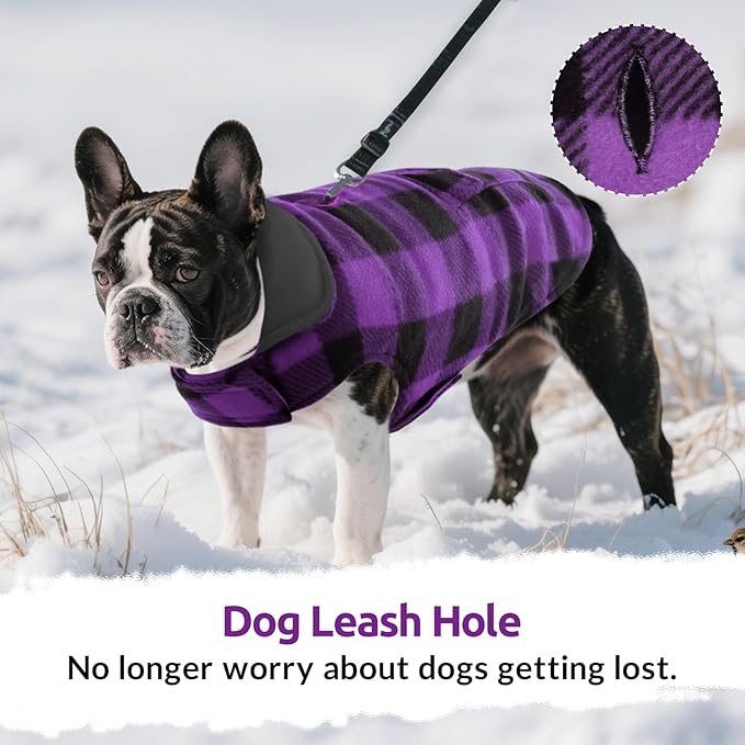 ASENKU Dog Jacket Plaid Reversible Reversible Dog Vest Waterproof Cold Winter Clothes Pet Apparel for Small Medium Large Dogs (2XL, Purple)