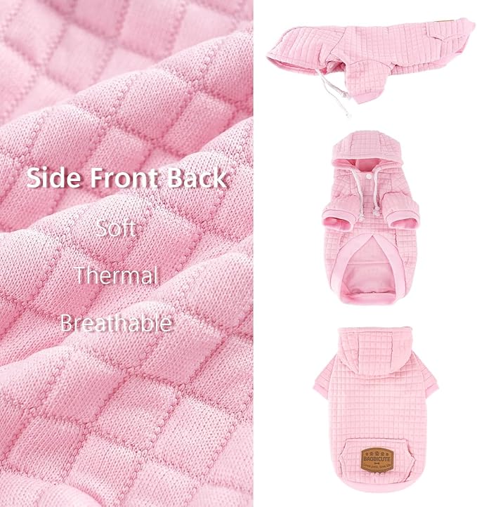 2 Pack Dog Hoodie Sweaters for Small Medium Dogs Warm Dog Clothes for Large Dogs Soft Waffle-Like Laminated Sweatshirt Bulldog (Pink, M/L (Back: 17",Chest: 24.5", Neck: 14.5"))