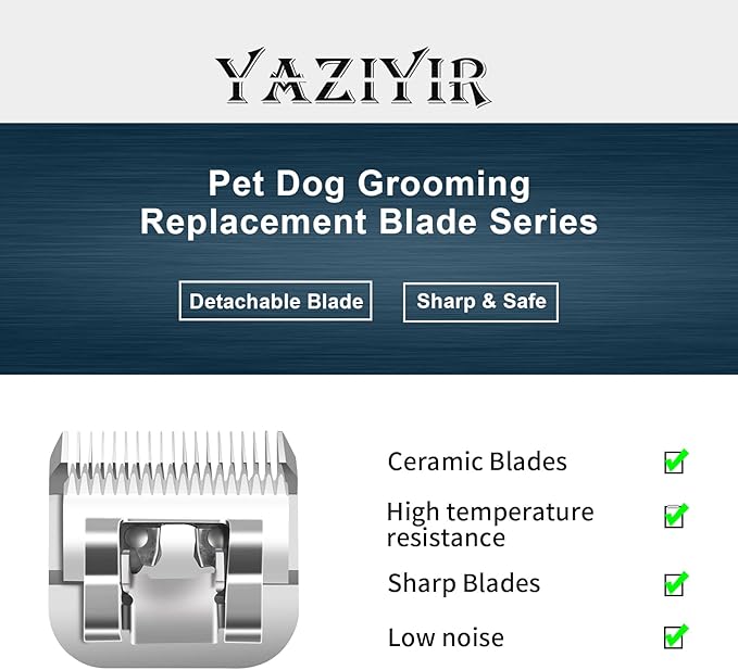 Pet Dog Grooming Detachable Ceramic Blades Kit,Compatible with Andis,Oster A5,Wahl KM10 Clippers,Cut Length 3/8"(9.5mm) to 3/4" (19mm), Large Size 4-Piece Set
