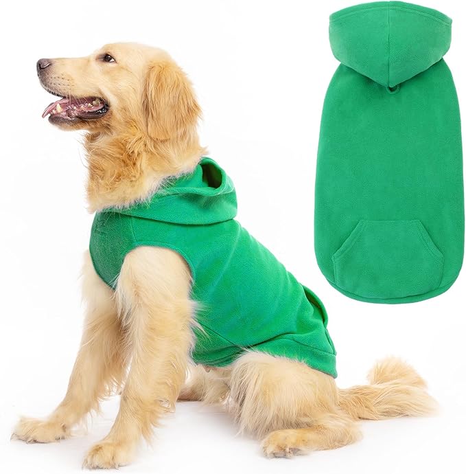 EXPAWLORER Dog Hoodie Fleece Sweater Vest, Hooded Dog Sweatshirt Fall Winter Pet Clothes with Leash Hole, Sleeveless Warm Cozy Puppy Clothing for Cat Small Medium Large Dogs Girl Boy, Green XXL