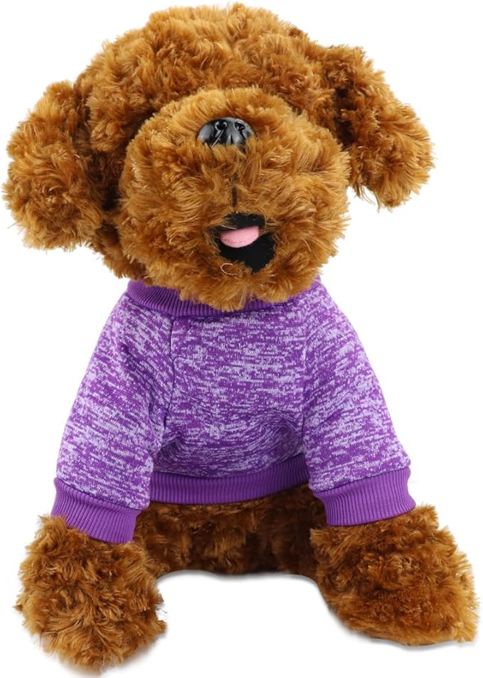Idepet Pet Dog Classic Knitwear Sweater, Soft Fleece Coat for Small,Medium Dog,Warm Pet Dog Cat Clothes,Puppy Customes 2 Color (XXL, Purple)