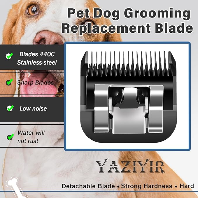 3 Pack 7FC Detachable Dog Grooming Steel Blades,Compatible with Andis,Oster A5,Wahl KM-10 Series,Cut Length 1/8" 3.2MM （Black）