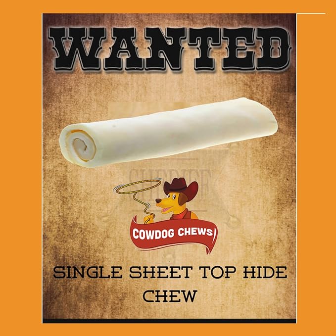 Cowdog Chews Beefhide Roll (7-8 inch) Long Lasting Dog Treat Bone, Great for Dental Health and Aggressive Chewers (80 Count)