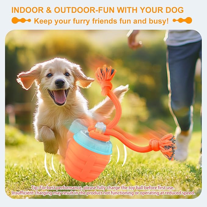 Interactive Dog Toys, [2025 Newly Upgraded] Interactive Dog Ball for Small Dogs, Automatic Moving Dogs Toy Wicked Ball for Boredom & Training, Play Music, USB Rechargeable(Orange)
