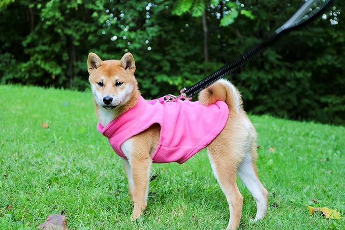 JACKO & CO - Fleece Vest Dog Sweater with Leash Ring - Soft, Warm & Lightweight Pullover Coat for Small & Medium Dogs, Puppies & Cats - Cozy Fall/Winter/Spring Pet Jacket (Pink, Medium 6-10lbs)