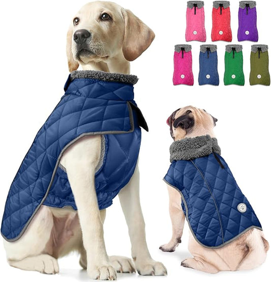 Fragralley Dog Winter Coat, Waterproof Windproof Reflective Fleece Jacket with Harness Hole, Warm Snow Vest for Small Medium Large Dogs, Ideal Gifts