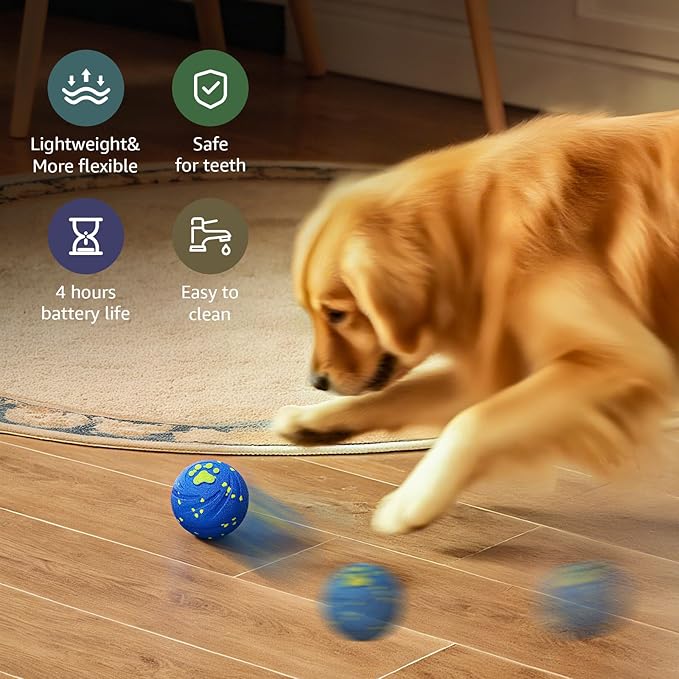 Interactive Dog Toys Balls Moving - Smart Automatic Bouncing Interactive Dog Ball, Durable Pet-Safe E-TPU, IPX7 Waterproof, Anti Boredom Dog Toys to Keep Them Busy for Large and Small Dogs(2 PACK)