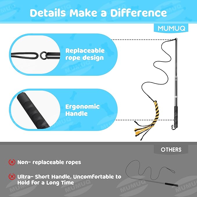Flirt Pole for Dogs, Retractable Teasing Stick with Lure, Interactive Dog Toy for Outdoor Training Play Exercise, Flirt Stick for Puppy Small Medium Dogs