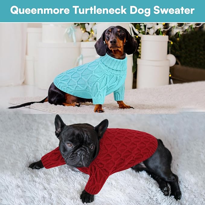 Queenmore Dog Sweaters for Large Dogs Girls Boys,Warm Pullover Extra Large Dog Sweater,Dogs Christmas Sweaters,Classic Turtleneck Thick Clothes for Extra Large Pets, Pitbull, Boxer(Lake Blue,XL)