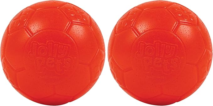 Jolly Pets Mini Jolly Soccer Ball; Floating-Bouncing Dog Toy; 3" Orange (Pack of 2)