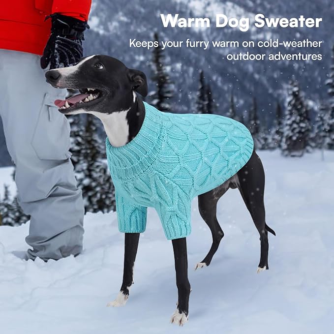 Queenmore Medium Dog Sweater,Dog Sweater for Medium Dogs Boys Girls,Christmas Sweaters for Dogs,DogSweater Knitwear Outfit,Thick Warm Pet Clothes for French Bulldog,Boston Terrier(Lake Blue,M)