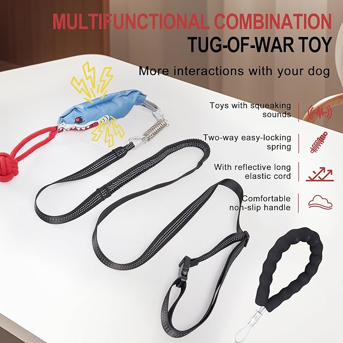 Dog Tree Tug of War Toy with Handles,Tethered Tug of War Outdoor Toy with Squeaky Self Play for for Small to Medium Dogs to Exercise Play Rope,Ball with Rope Dog Toy
