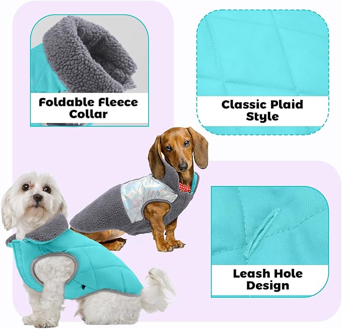 EMUST Dog Snow Jacket, Sweater for Dogs, Windproof Waterproof Fleece Lining Extra Warm Coats for Dogs, Grey, M
