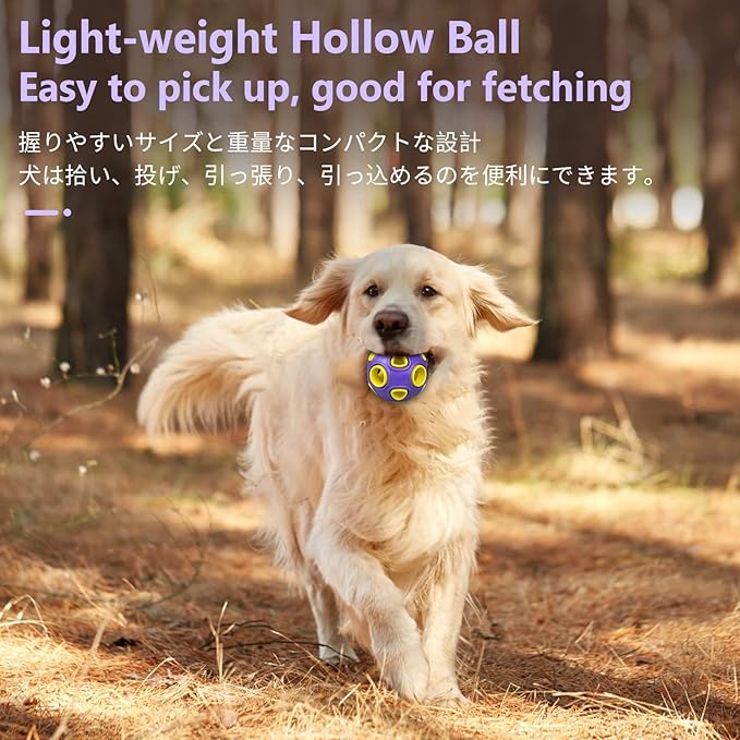 SCHITEC Dog Balls with Bell Sound, [2 Pack] Rubber Bouncy Fetch Ball for Medium Large Dogs, 3” Interactive Pet Chew Toys
