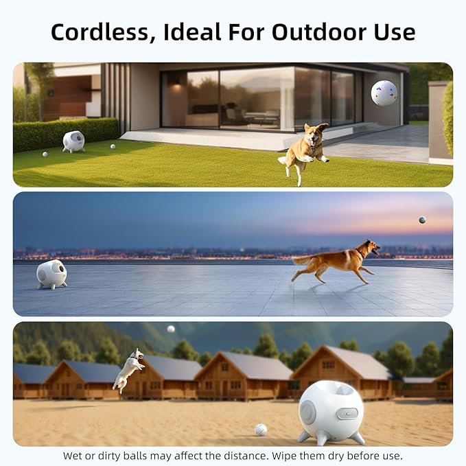 uahpet Automatic Ball Launcher for Dog with Obstacle Detection, 4 Adjustable Distances Ball Thrower Launcher for Medium & Large Dogs with 2 Balls (2.5 inches)