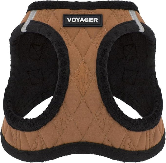 Best Pet Supplies - All Weather Mesh / Plush, Reflective, No Pull Harness for Small, Medium Dogs, Cats - Secure with Hook & Loop Fastener, Buckle, Double D-Rings - Beige Plush, XL