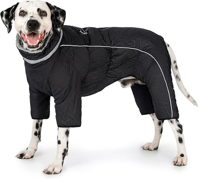 Four Legged Dog Winter Coat for Small Dogs, Warm Puppy Onesie Clothes Christmas, Reflective Turtleneck Dog Jacket with Buckles & D-Rings, Puffer Cold Weather Coat Zipper