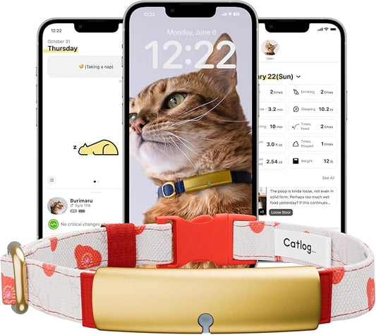 Health Tracker for Cats - Smart Cat Collar with Safety Breakaway Buckle for Indoor Cats, Wellness Alerts, Real-time Monitoring (Kimono (Ume),L)