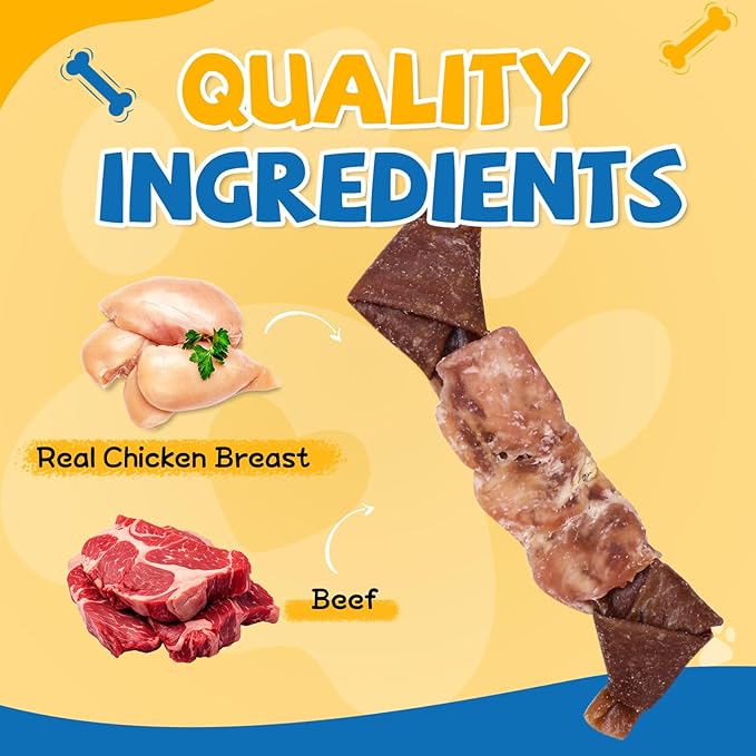 gazeupon Dog Treats, Made with Real Chicken and Beef Meat, Healthy Dog Chew w/Glucosamine Chondroitin, High Protein, Rawhide Free