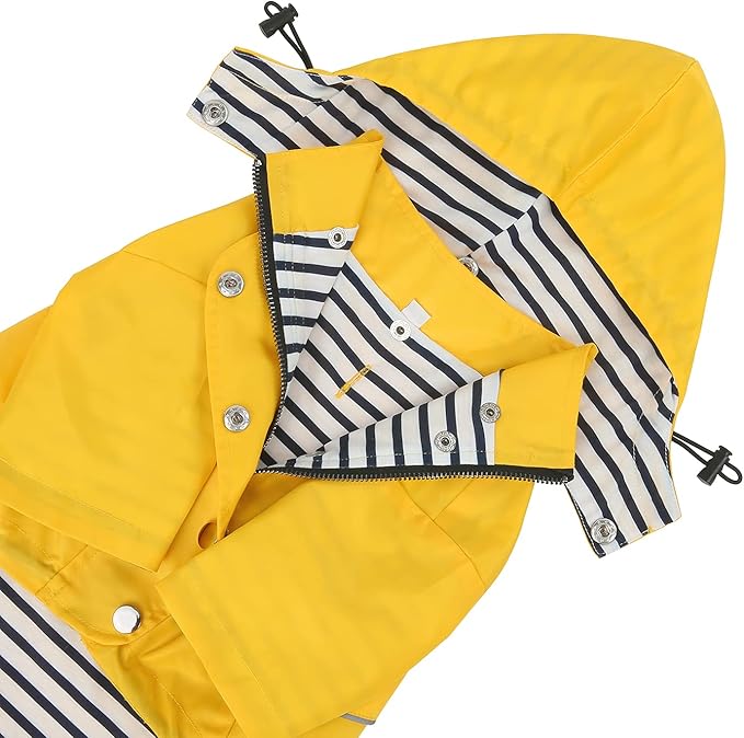 HDE Dog Raincoat Poncho Double Layer Zip Rain Jacket with Removable Hood, Leash Hole for Small to 3XL Dogs and Puppies Yellow - 3XL