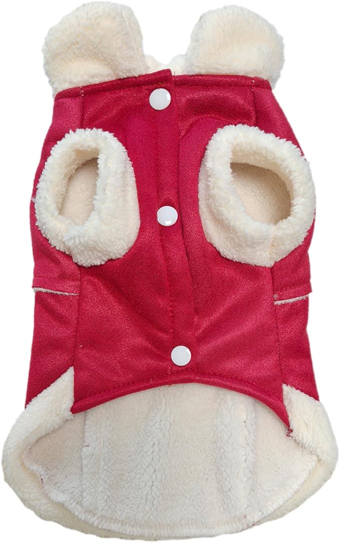 Jecikelon Bowtie Dog Cold Weather Coat Fleece Lining Warm Pet Puppy Turtleneck Dogs Winter Clothes for Small Dogs with D-Ring (Red, X-Large)