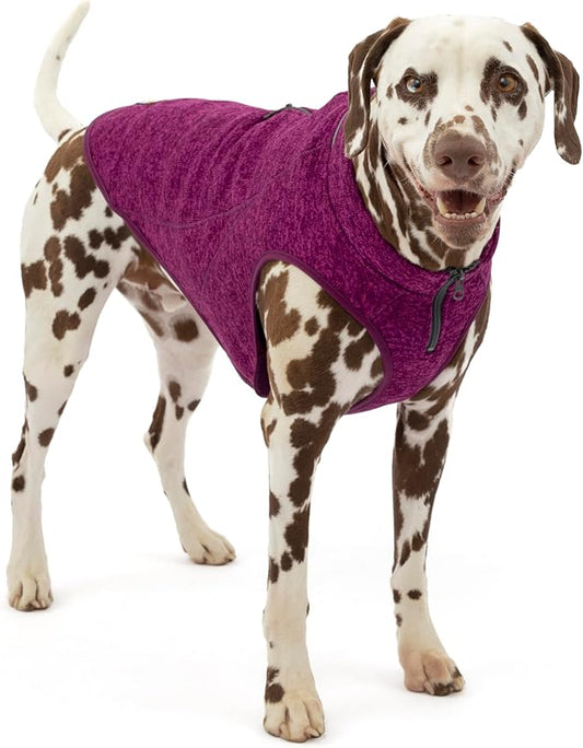 Kurgo Core Sweater - Cold Weather Dog Outfit - Cozy Knit Fleece Layer - Adjustable Neck Dogwear - Reflective Accents - Machine Washable Gear - Heather Violet - Medium