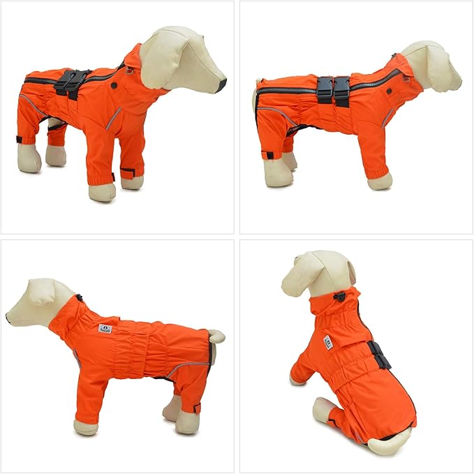 Dogs Waterproof Jacket, Lightweight Waterproof Jacket Reflective Safety Dog Raincoat Windproof Snow-Proof Dog Vest for Small Medium Large Dogs Orange XXXL