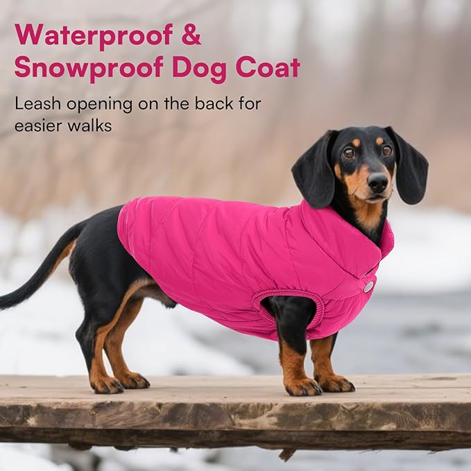 ASENKU Dog Winter Coat - Waterproof Windproof Dog Jacket, Warm Snowproof Doggie Puffer Vest for Cold Weather, Lightweight Snow Coats for Small Medium Large Dogs (Pink, 3XL)