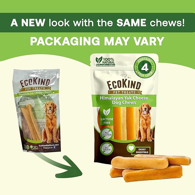 EcoKind Premium Gold Yak Cheese Himalayan Dog Chews, Healthy Dog Treats for Medium Dogs, All Natural, Long Lasting Dog Chew for Aggressive Chewers, High Protein, Rawhide Free Treat, Medium - 3 Chews
