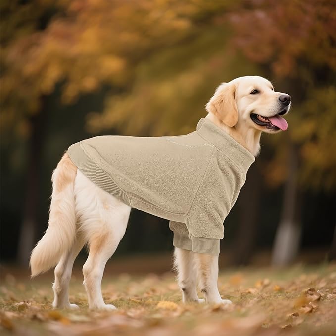BRKURLEG Dog Sweater, Turtleneck Thick Dogs Sweatshirts Fleece Sweater, Dog Winter Coat for Small Medium Large Dogs, Pet Warm Sweaters with Zipper, Pullover Jacket with Sleeve (Light Coffee, L)