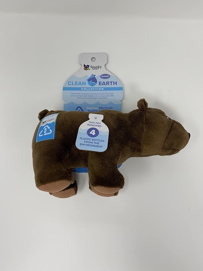 Spunky Pup Clean Earth Plush Bear | Made from 100% Recycled Water Bottles | Small,Brown,7262