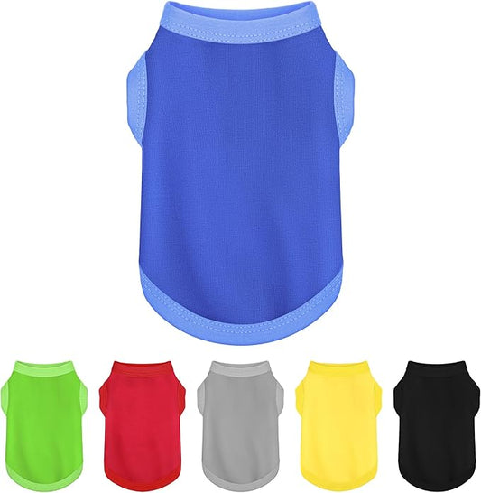 Elevate Your Dog's Fashion Quotient with Colorful and Breathable Sleeveless Cotton Shirts! Perfect Pet Apparel for Small to Medium Dogs Blue XXS