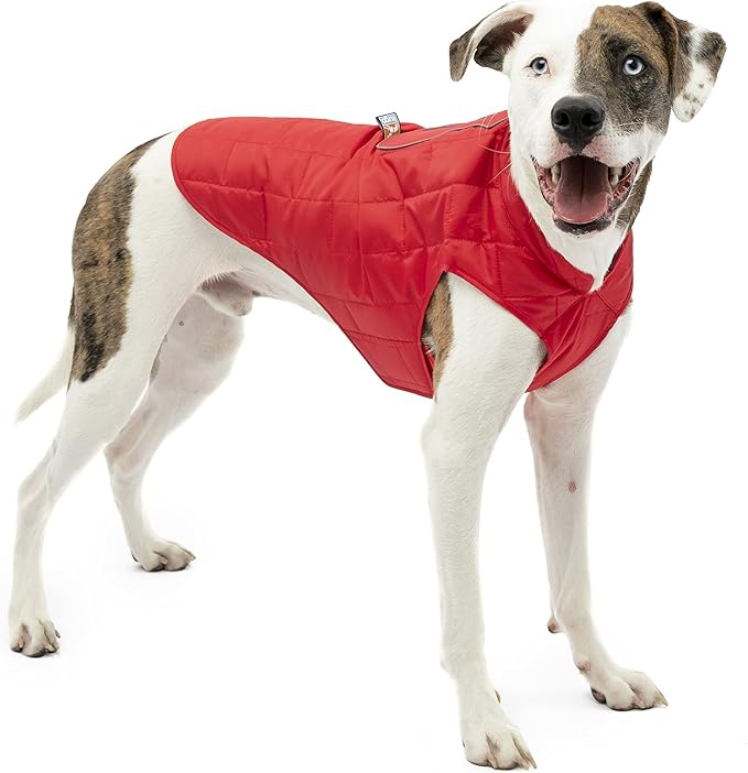 Kurgo Loft Dog Jacket - Reversible Cozy Coat for Outdoor Adventures - Water Resistant - Athletic Fit - Machine Washable Fabric - Reflective Dog Gear - X-Large - Chili Red
