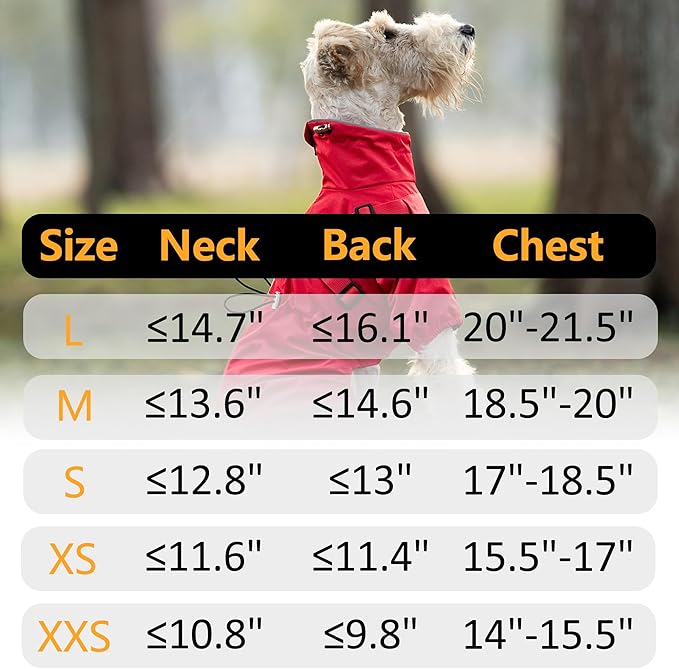 Mile High Life Waterproof Dog Raincoat, Full Coverage Small Dog Rain Coat with Harness, Adjustable 4 Legs Puppy Rain Jacket with Reflective Strip and Elastic Cuffs (Red, XXS Back Length 9.8")