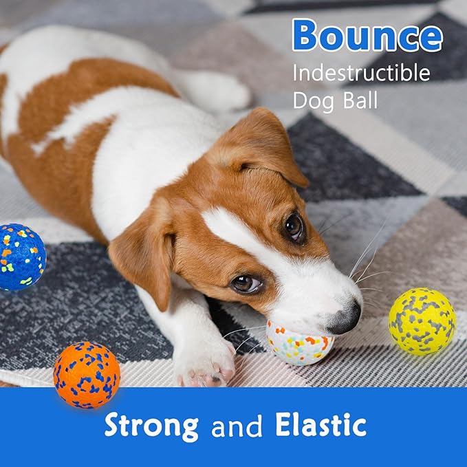 4Pcs Super Bouncy Dog Balls, Fun Indestructible Tennis Balls for Aggressive Chewers, Durable Floating Fetch Toys for Small Dogs with Lifetime Replacement