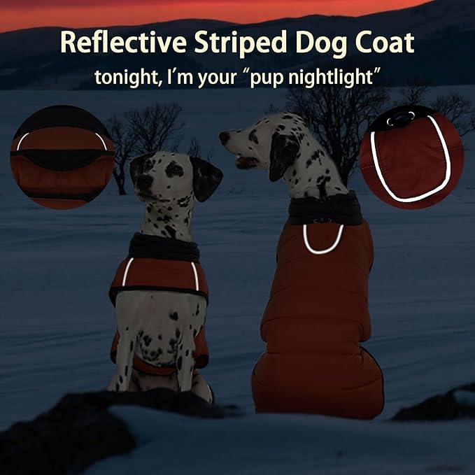 MIGOHI Lightweight Dog Coat, Windproof Dog Jacket, Puffer Jacket for Large Dogs, Padded Vest with Reflective Strips, Warm Snow Vest in Cold Weather, Easy On Hook & Loop Belly, Caramel, XL