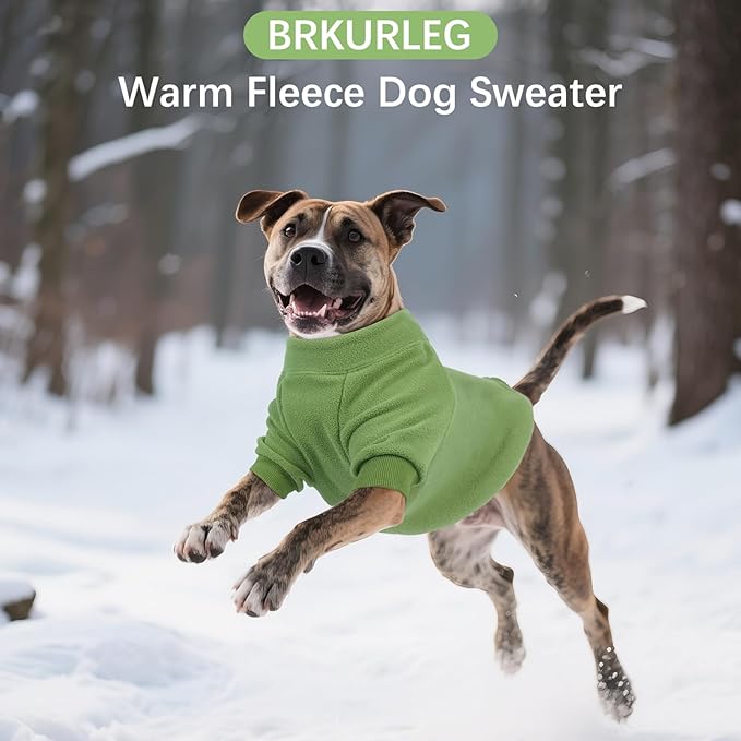 BRKURLEG Dog Sweater Warm Soft Fleece Dogs Sweaters, Turtleneck Sweatshirt for Small Medium Large Dogs, Dog Winter Coat, Christmas Pet Jacket with Zipper Cold Weather Coat (Green, XS)