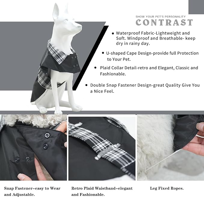 MAMORE Dog Jacket Waterproof Outdoor Vest for Smal Medium Large Dogs, Windproof Adjustable Breathable Lightweight Fashion Casual Dog Clothes (Black&White, Small)