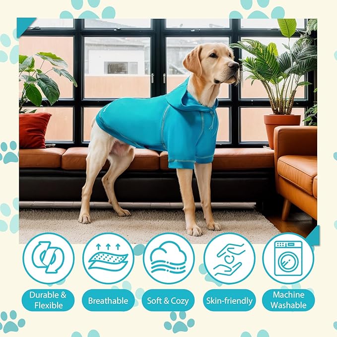 Basic Dog Hoodie Sweatshirts, Pet Clothes Hoodies Sweater with Hat and Leash Hole, Soft Cotton Outfit Coat for Small Medium Large Dogs, Royal Blue (X-Large)