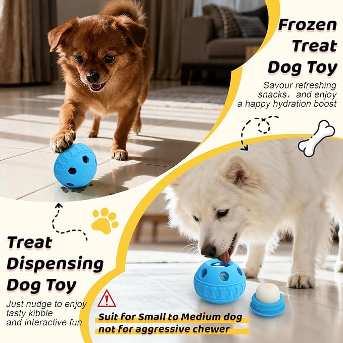 IFOYO Frozen Treat Dog Toy Ball for Small to Medium Dogs, Silicone Enrichment Dog Toys to Keep Them Busy, Reduce Anxiety, Puzzle Treat Dispensing Dogs Toys for Slow Food Training, Easy to Clean
