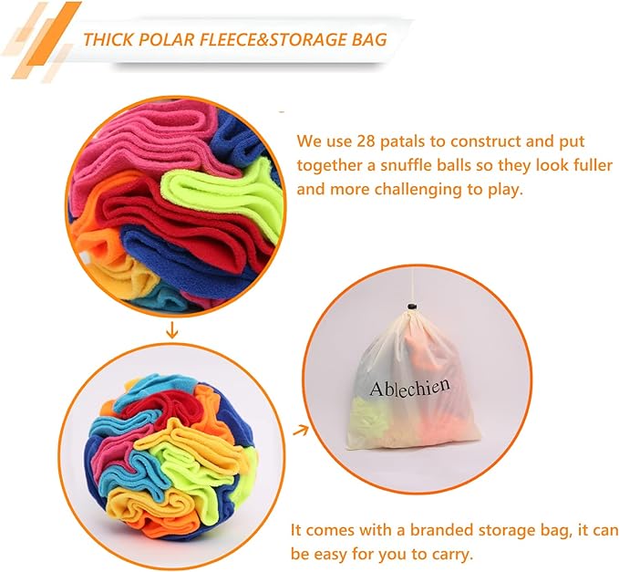 Snuffle Ball - Snuffle Ball for Dogs, Interactive Dog Toys to Keep Them Busy, Puppy Dog Puzzle Toy with Storage Bag Machine Washable